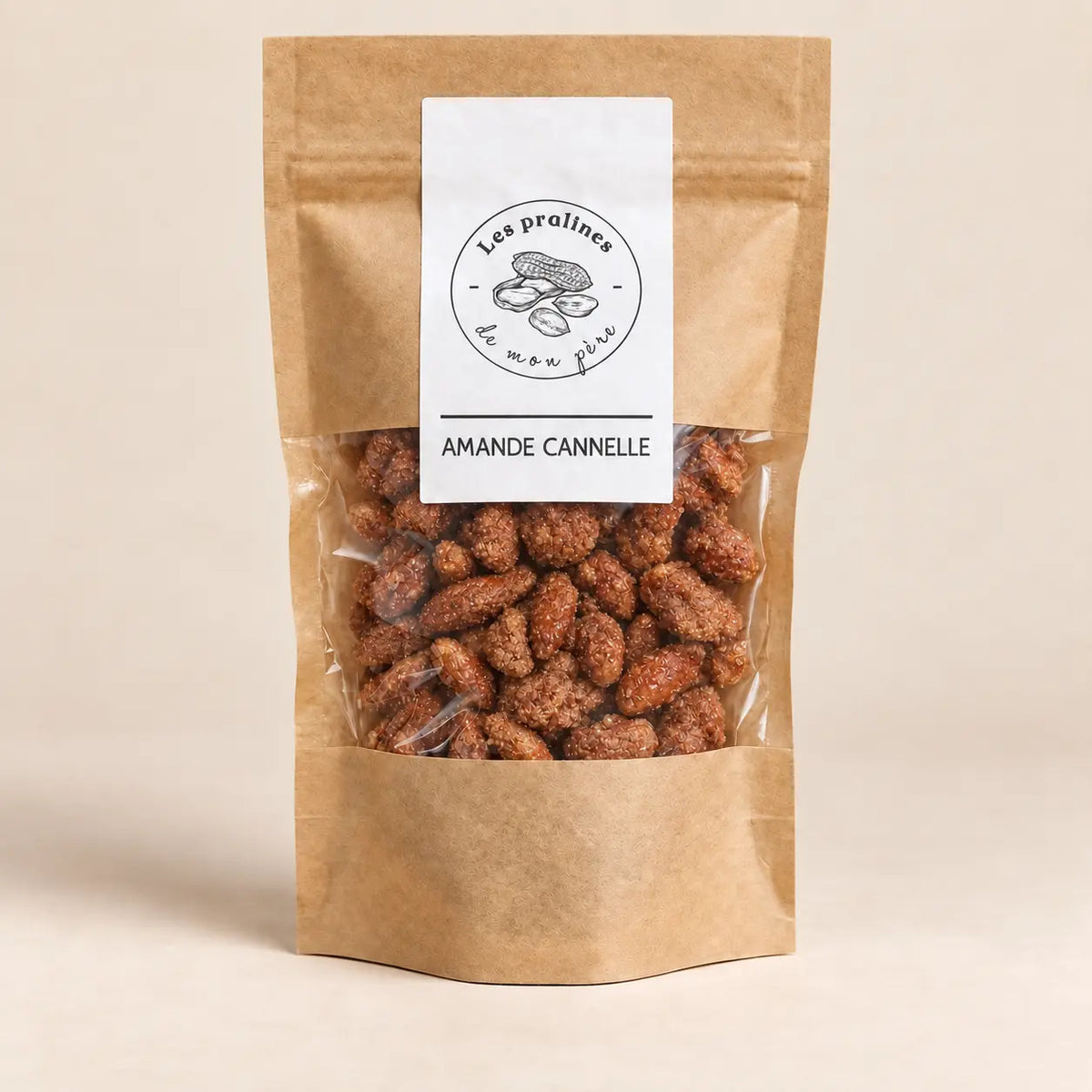Amandes caramélisées et cannelle – 120g Les Pralines de mon Père