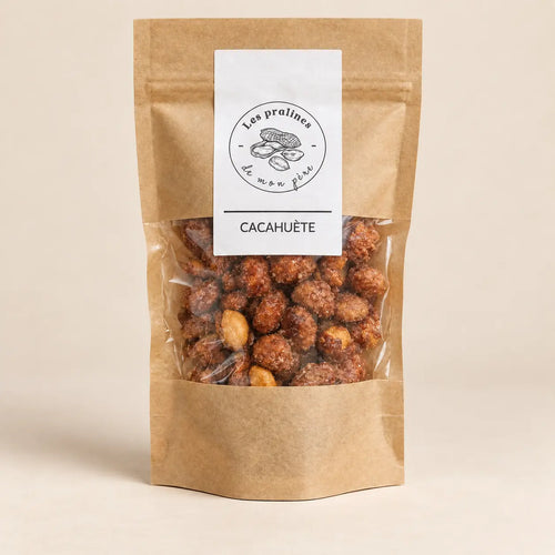 Sachet kraft de cacahuètes caramélisées 120 g Les Pralines de mon père